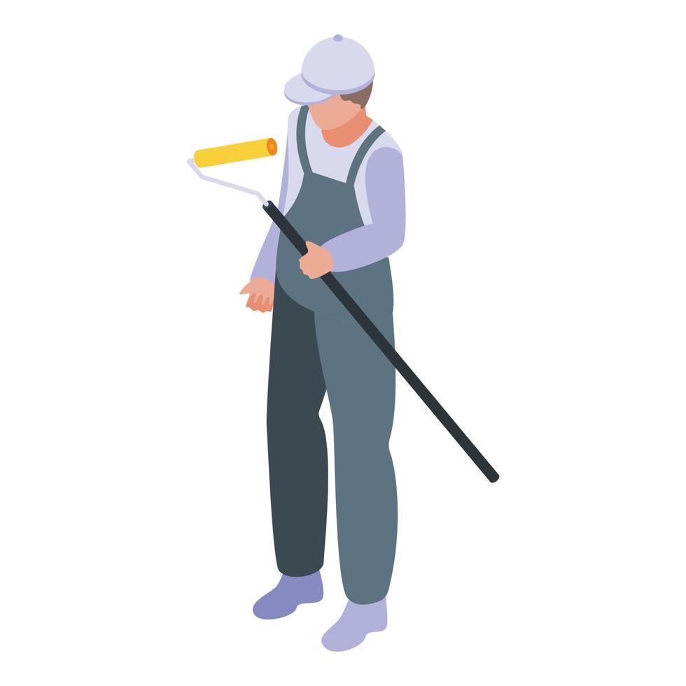 Wall painter icon, isometric style vector