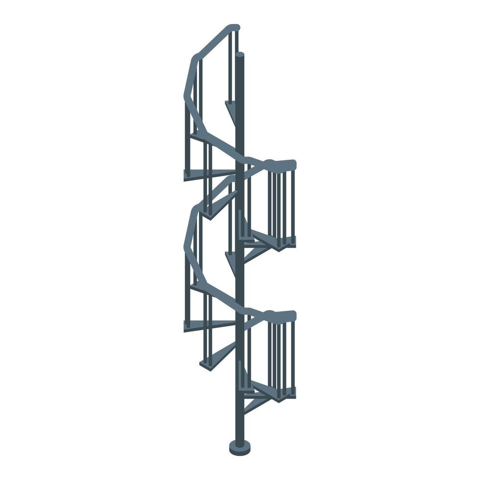 Metal spiral staircase icon, isometric style vector