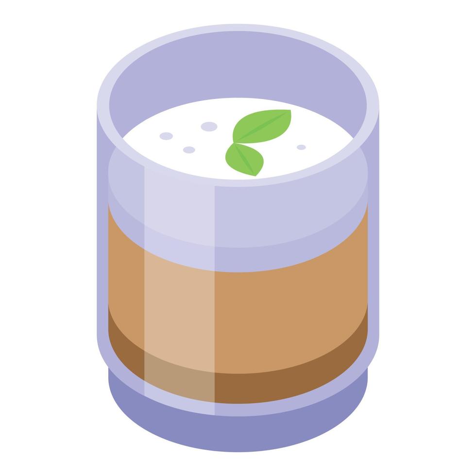 Mint latte cup icon, isometric style vector