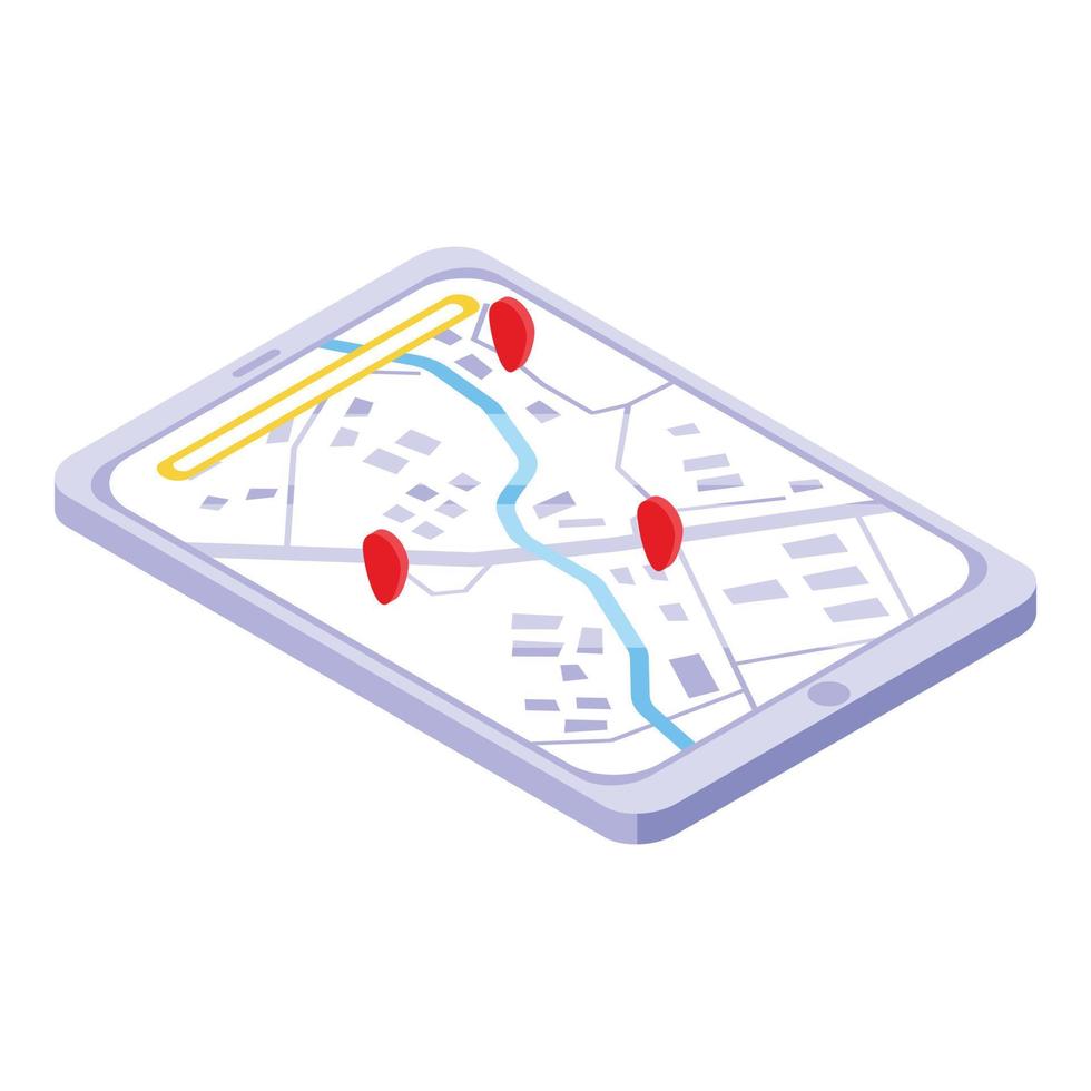 Tablet itinerary icon, isometric style vector