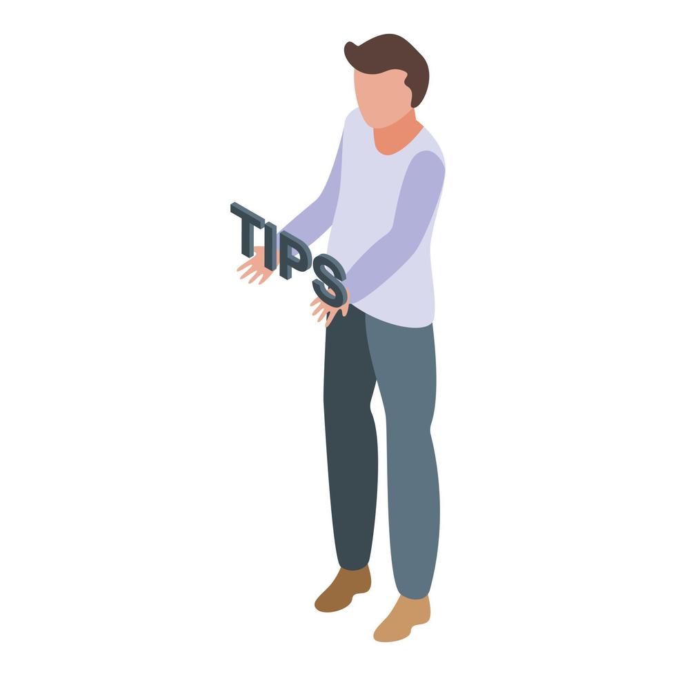 Man tips icon, isometric style vector