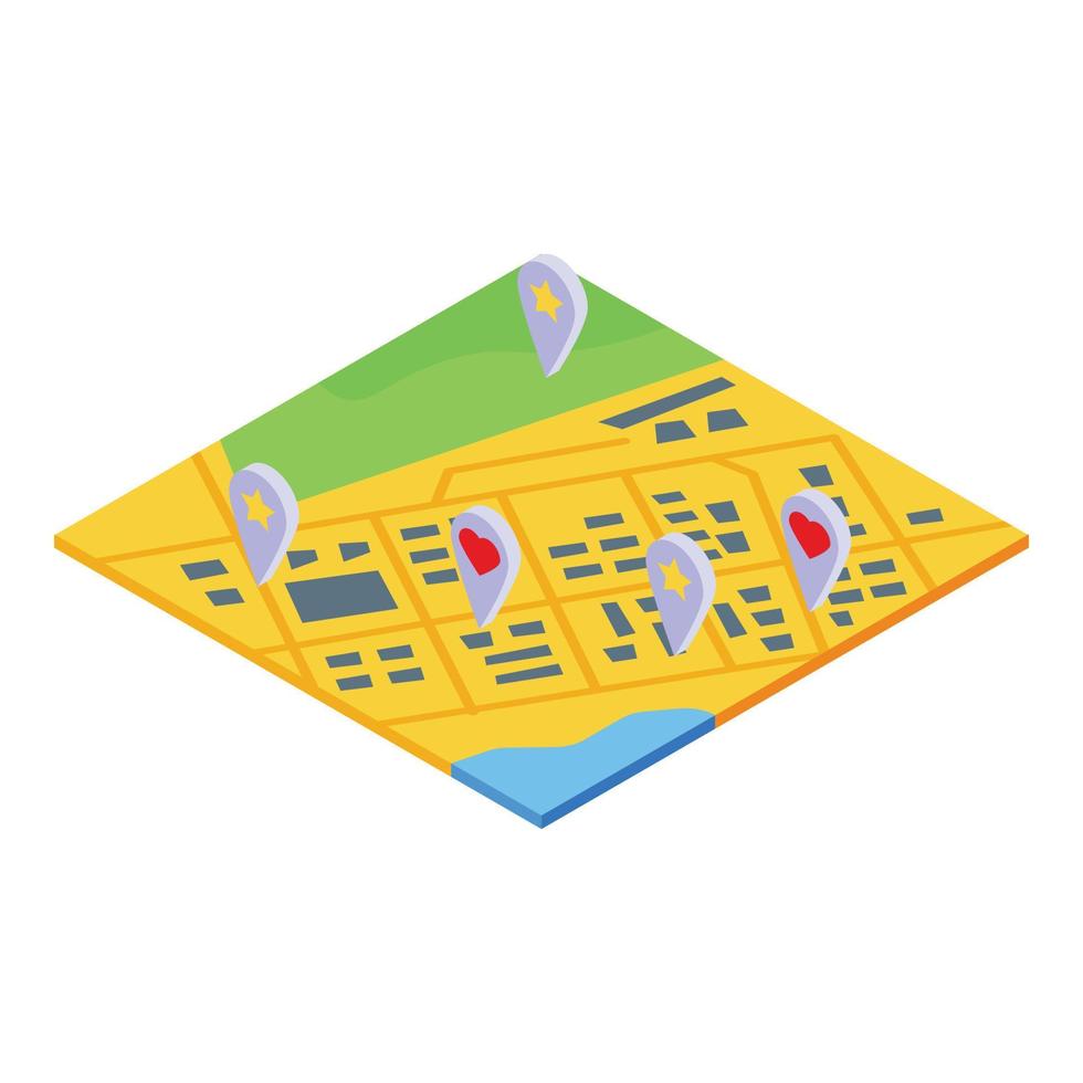 Journey itinerary icon, isometric style vector