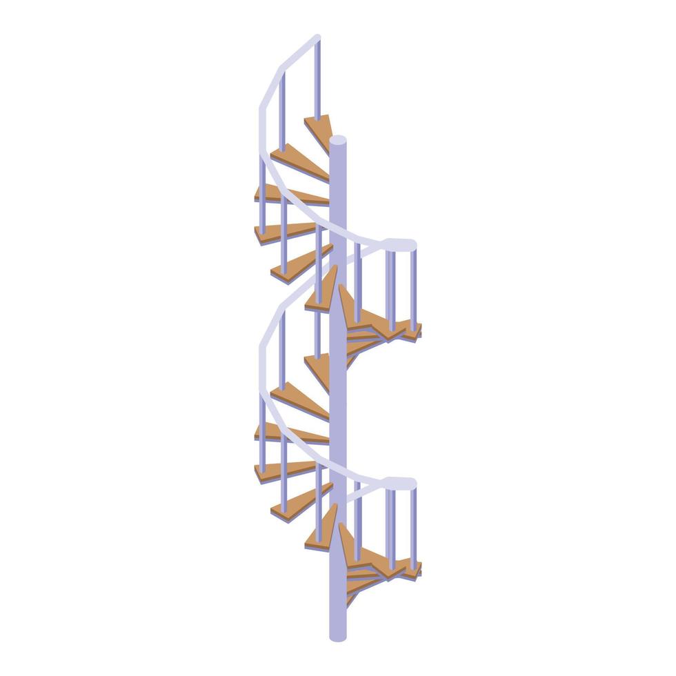 icono de escalera de caracol de construcción, estilo isométrico vector