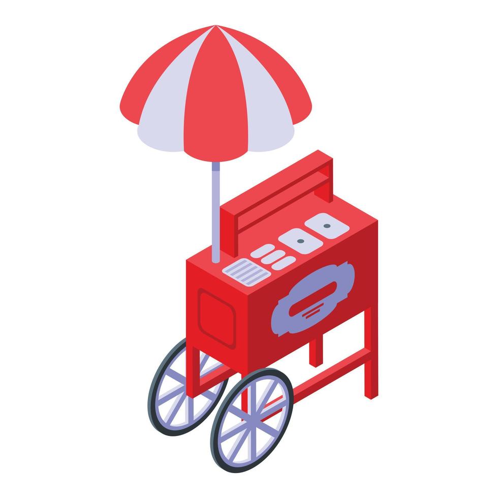 Cart sausages icon, isometric style vector