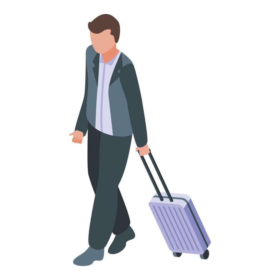 Plane departure passenger icon, isometric style vector