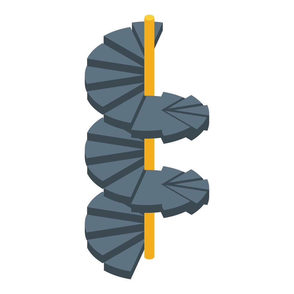Spiral staircase icon, isometric style vector