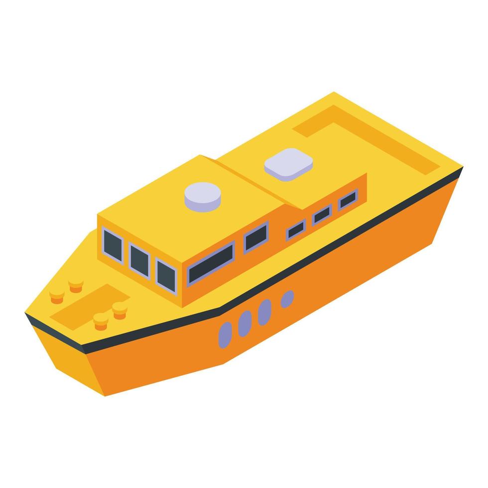 Yellow rescue boat icon, isometric style vector