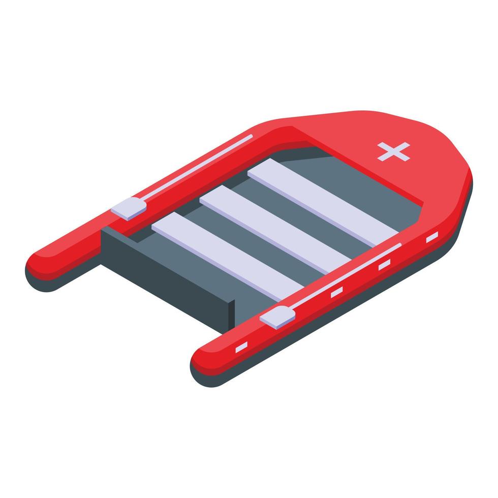 Medical rescue boat icon, isometric style vector
