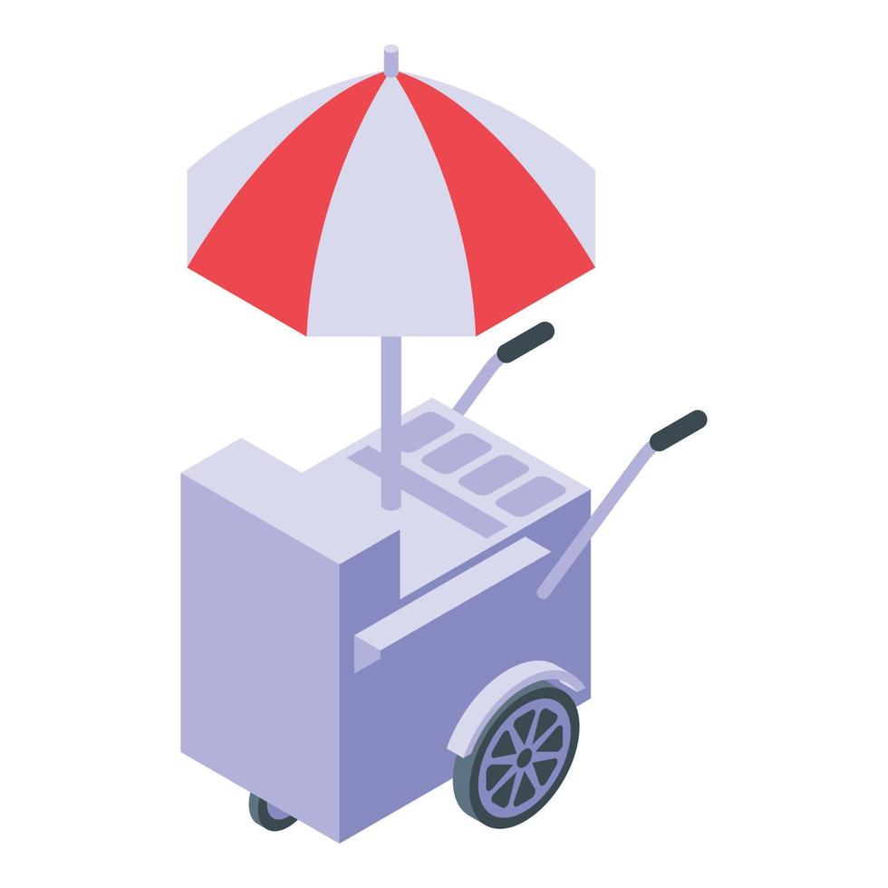 Cart with hamburgers icon, isometric style vector