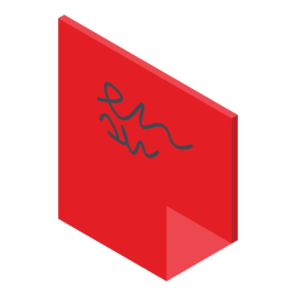 Red sticky icon, isometric style vector