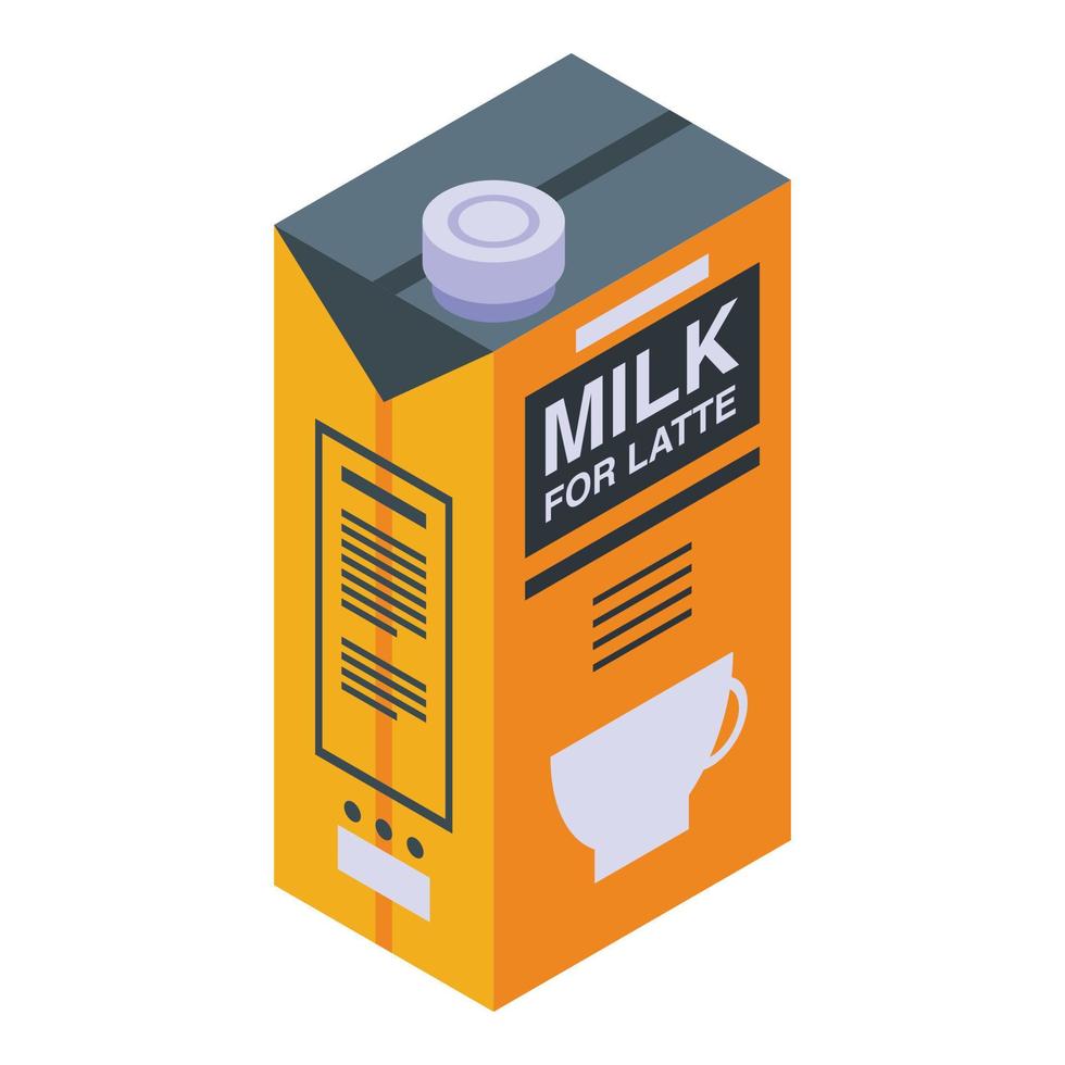 icono de leche para latte, estilo isométrico vector