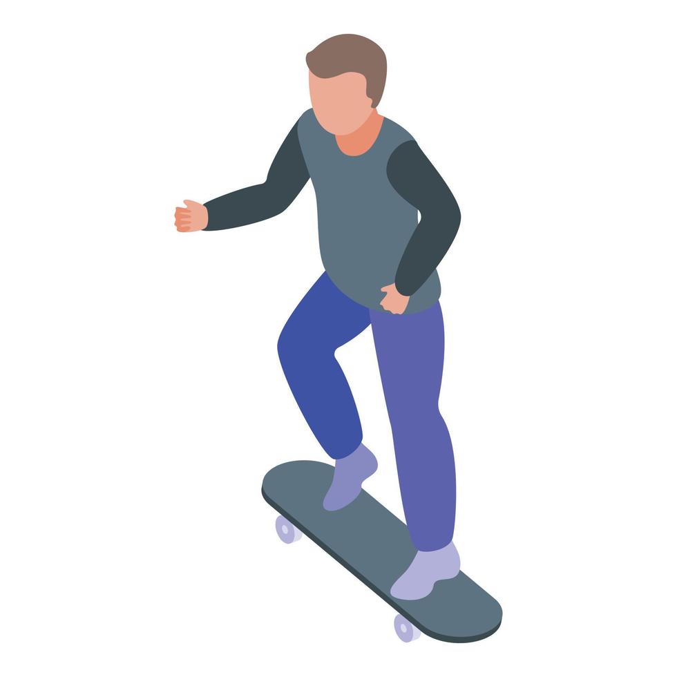 Student skateboarding icon, isometric style vector