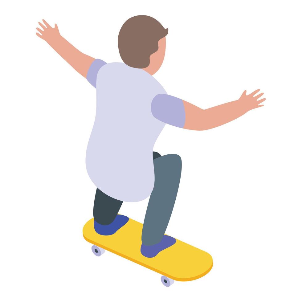 Child skateboarding icon, isometric style vector