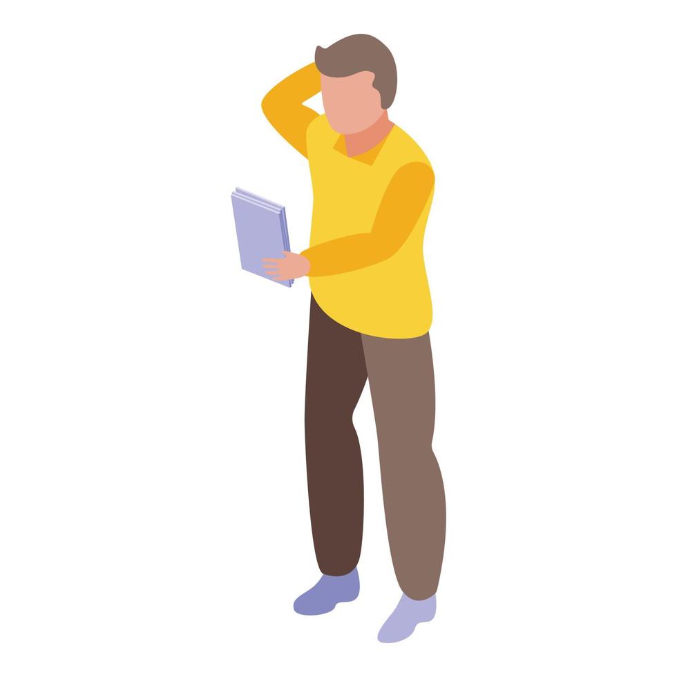 School test thinking icon, isometric style vector