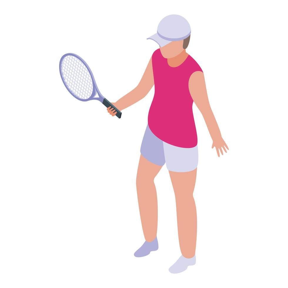 icono de jugador de tenis infantil, estilo isométrico vector