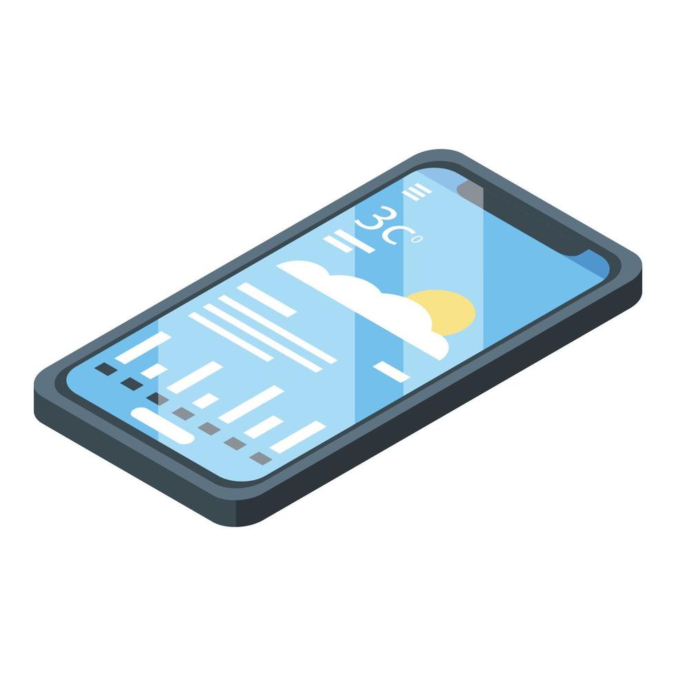 Phone weather icon, isometric style vector