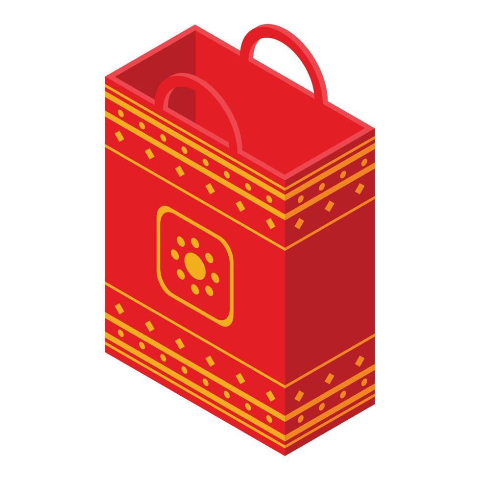 Lucky paper bag icon, isometric style vector