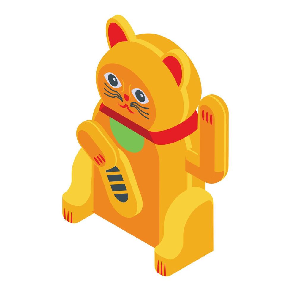 Paw lucky cat icon, isometric style vector