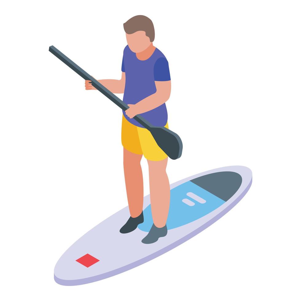 Sup surfing icon, isometric style vector