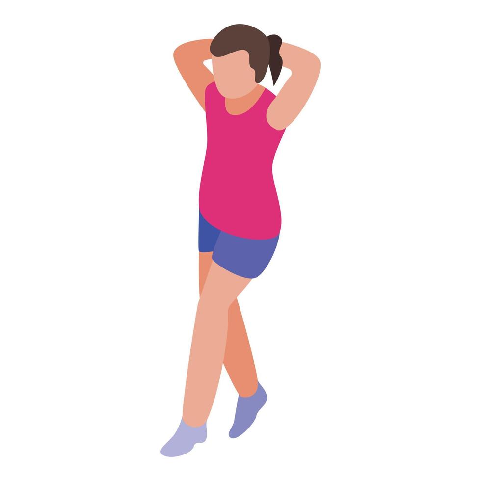 Girl physical activity icon, isometric style vector