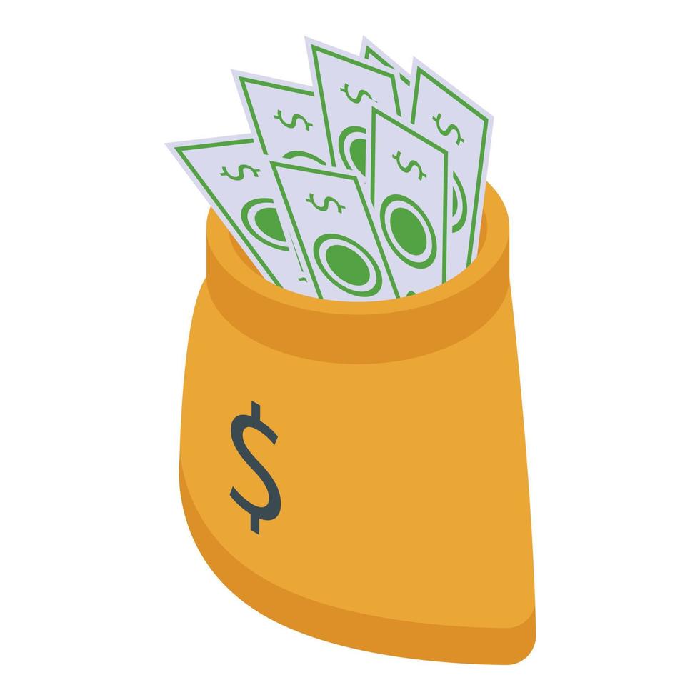 Customer database money bag icon, isometric style vector