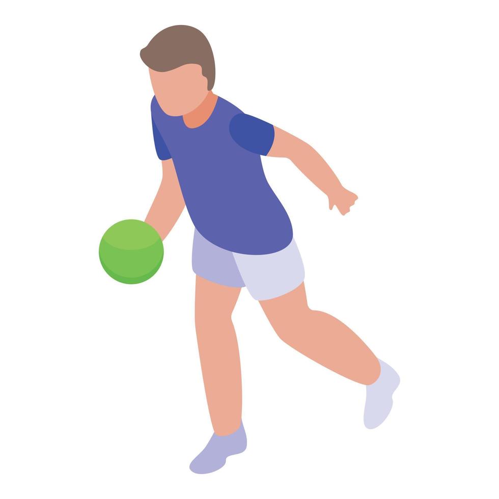 Boy bowling icon, isometric style vector