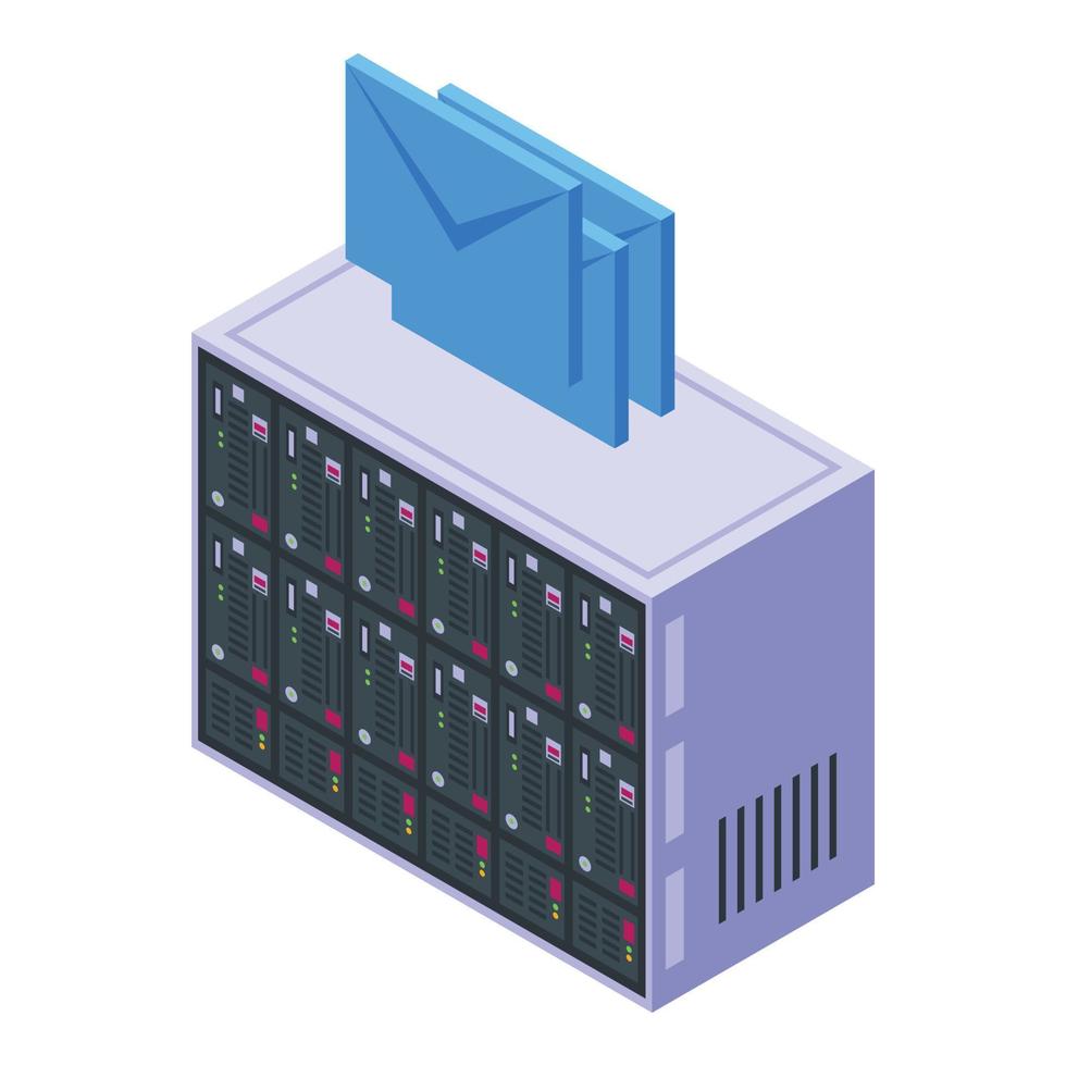 Customer database equipment icon, isometric style vector