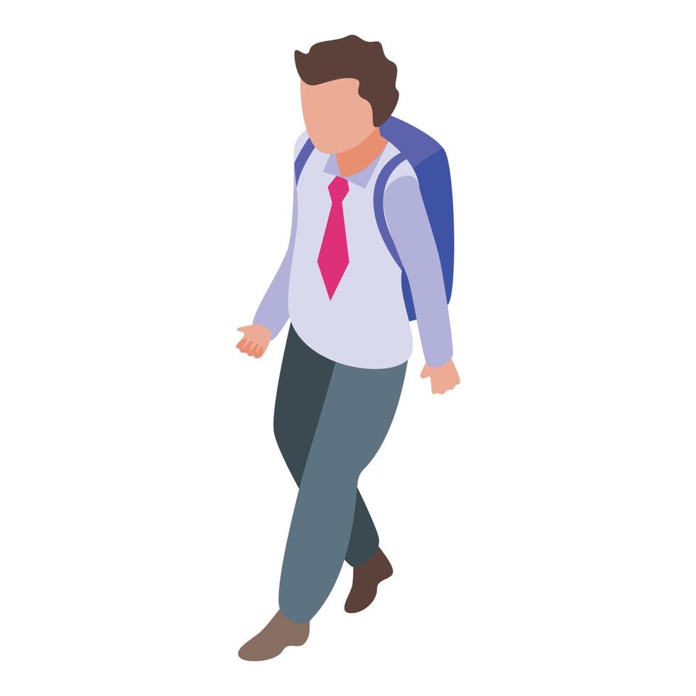 Backpack school uniform icon, isometric style vector