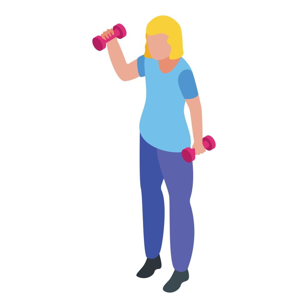 Physical therapist dumbbells icon, isometric style vector