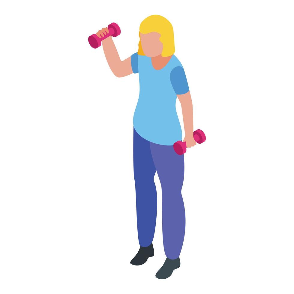 Physical therapist dumbbells icon, isometric style vector