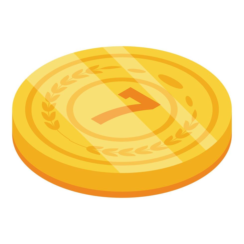 Gold seven coin icon, isometric style vector