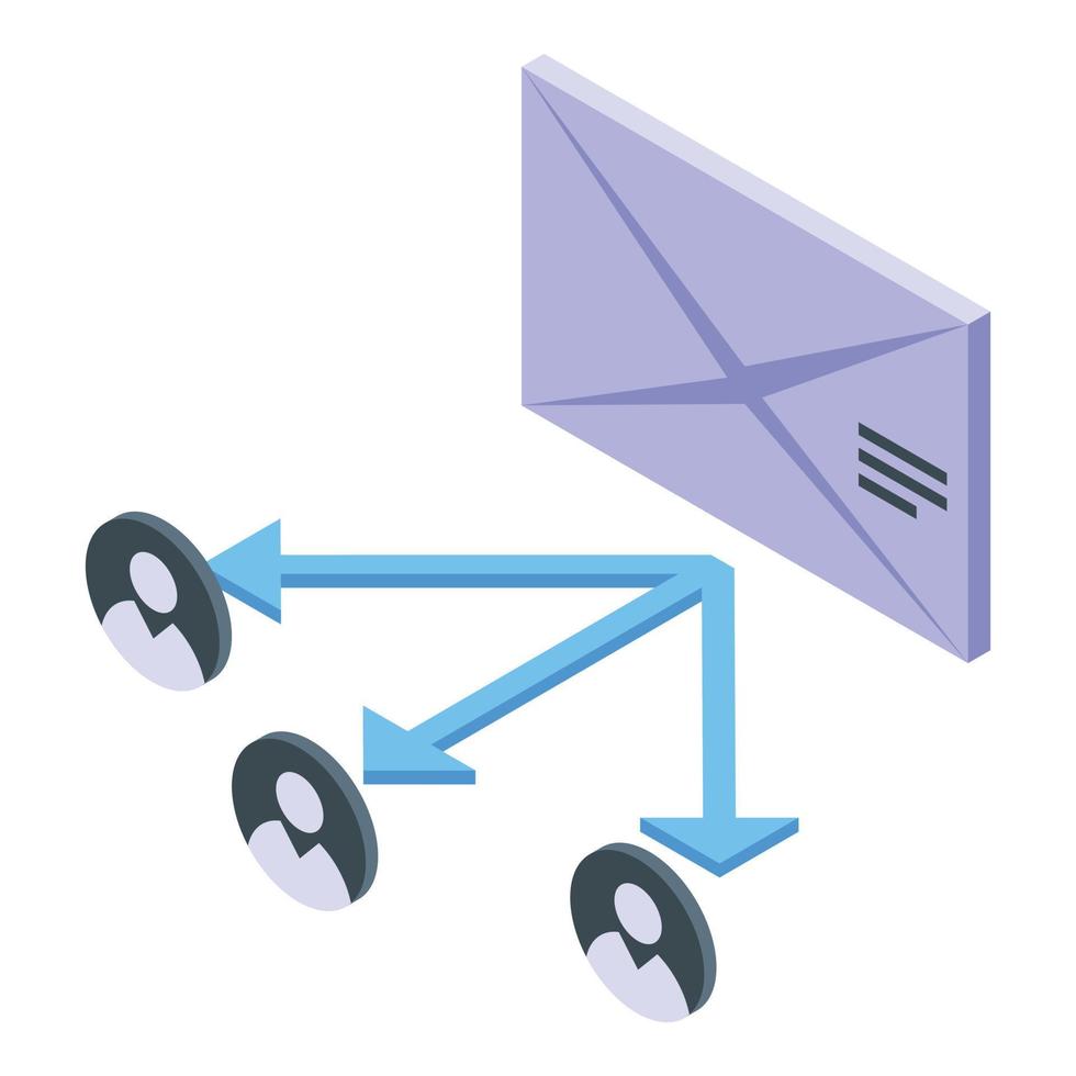 Customer database mail icon, isometric style vector