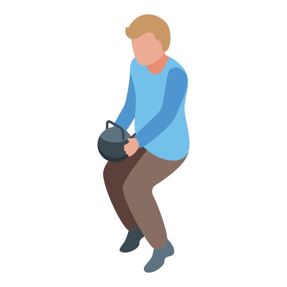 Physical weight exercise icon, isometric style vector