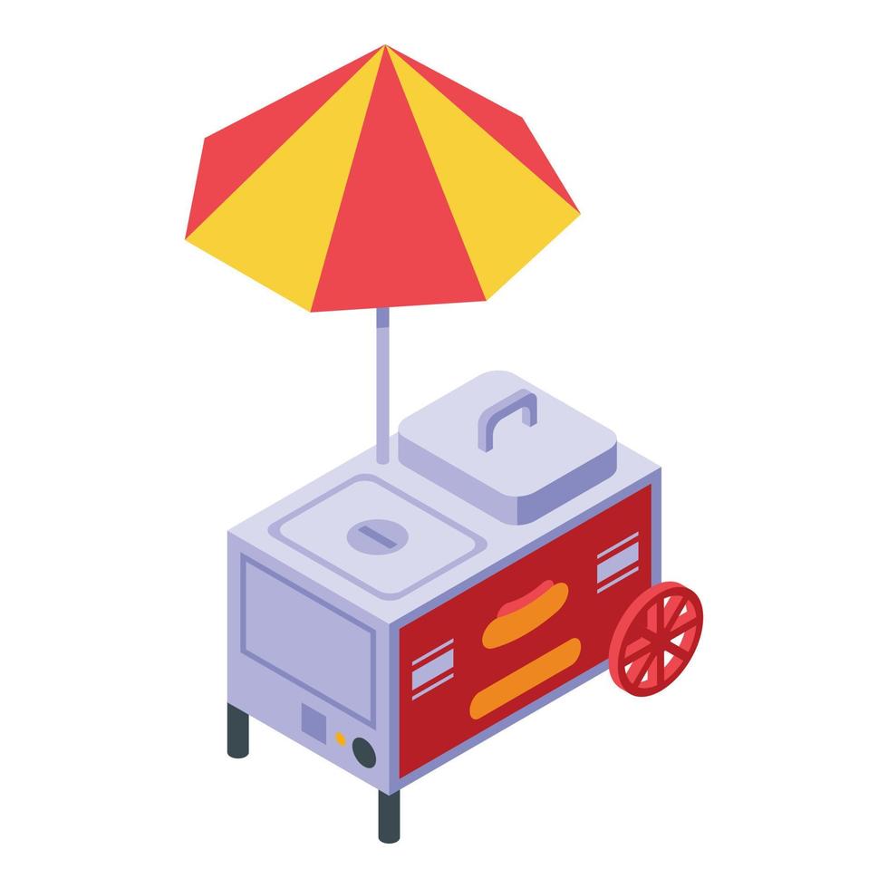 Cart with hot food icon, isometric style vector