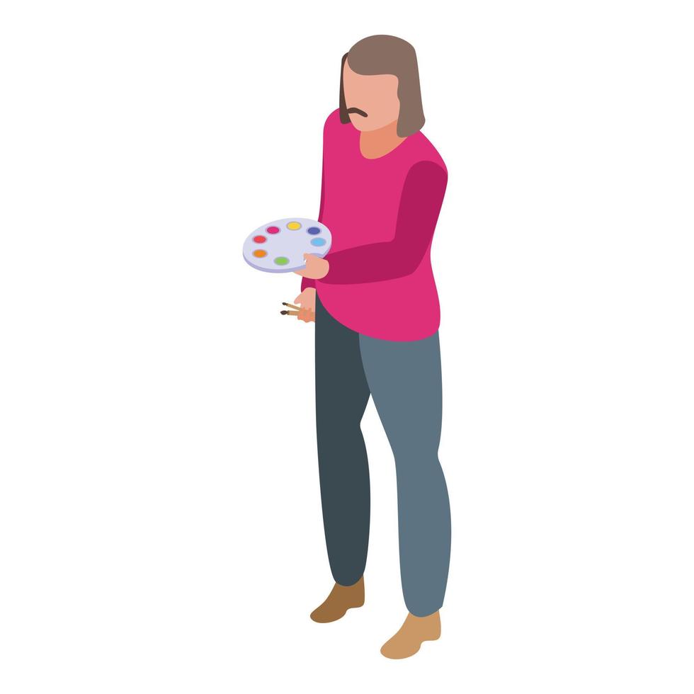 Art collaboration icon, isometric style vector