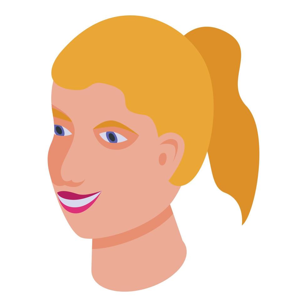Happy smiling girl icon, isometric style vector