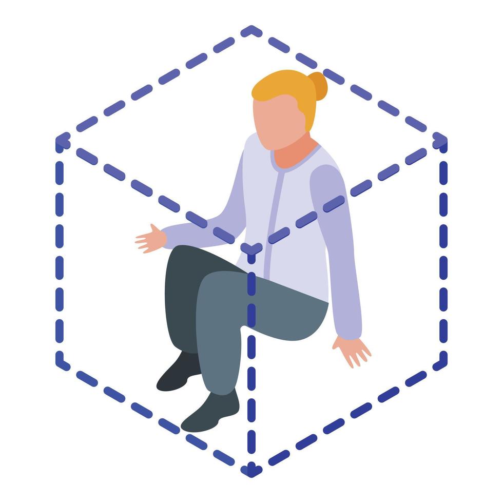 Fearful woman icon, isometric style vector