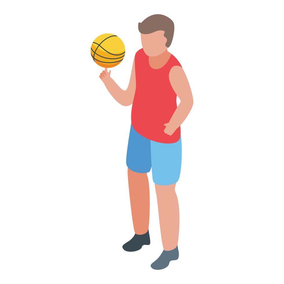 icono de jugador de baloncesto infantil, estilo isométrico vector