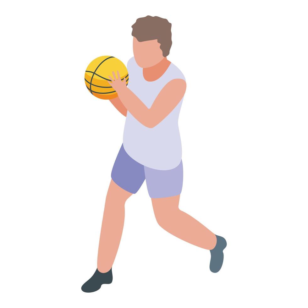 icono de jugador de baloncesto, estilo isométrico vector