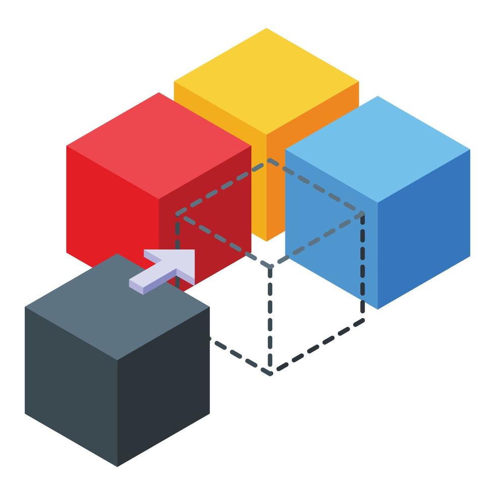 Cube solution icon, isometric style vector