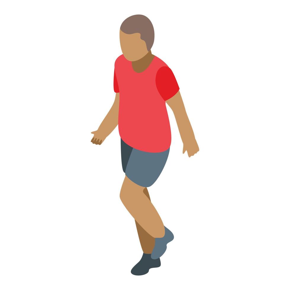 Young boy soccer player icon, isometric style vector