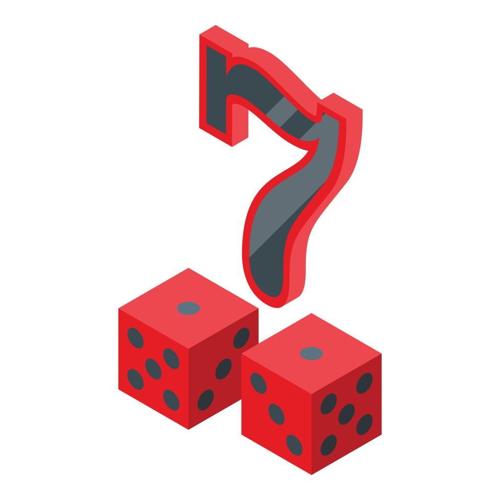 Lucky seven dice icon, isometric style vector