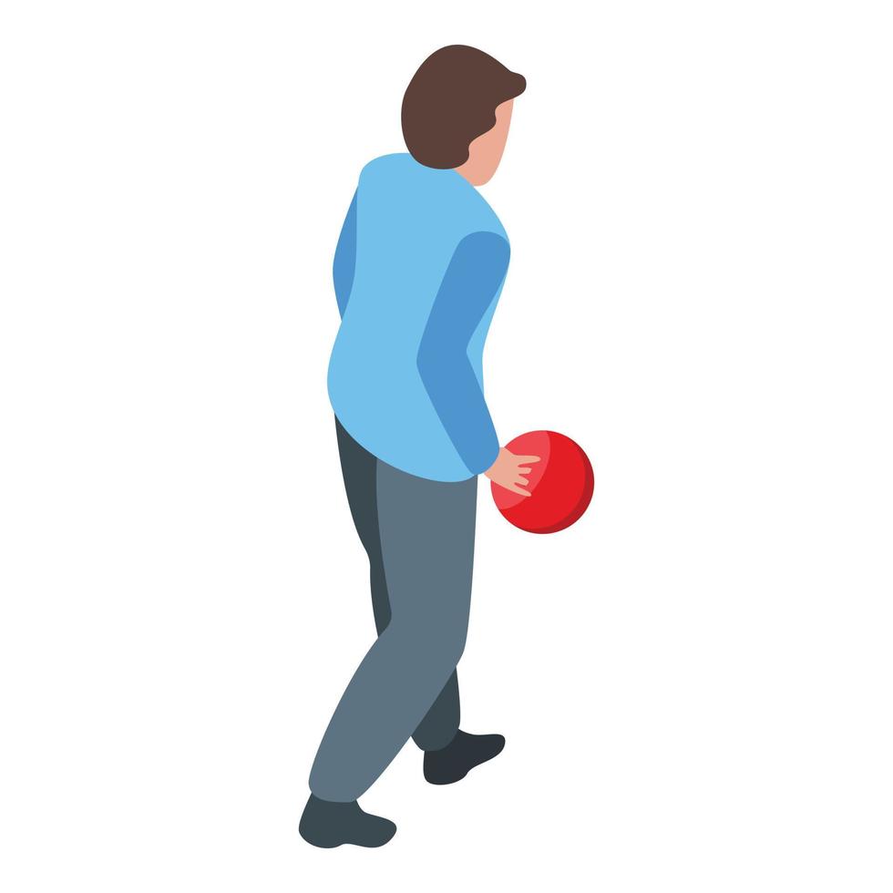 Children playing bowling icon, isometric style vector