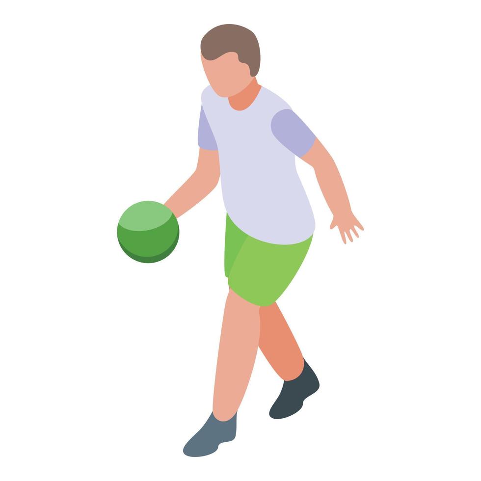 Relax playing bowling icon, isometric style vector