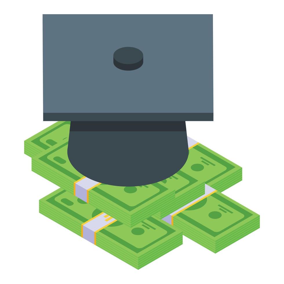 Degree and money icon, isometric style vector
