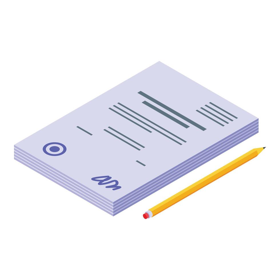 Degree thesis icon, isometric style vector
