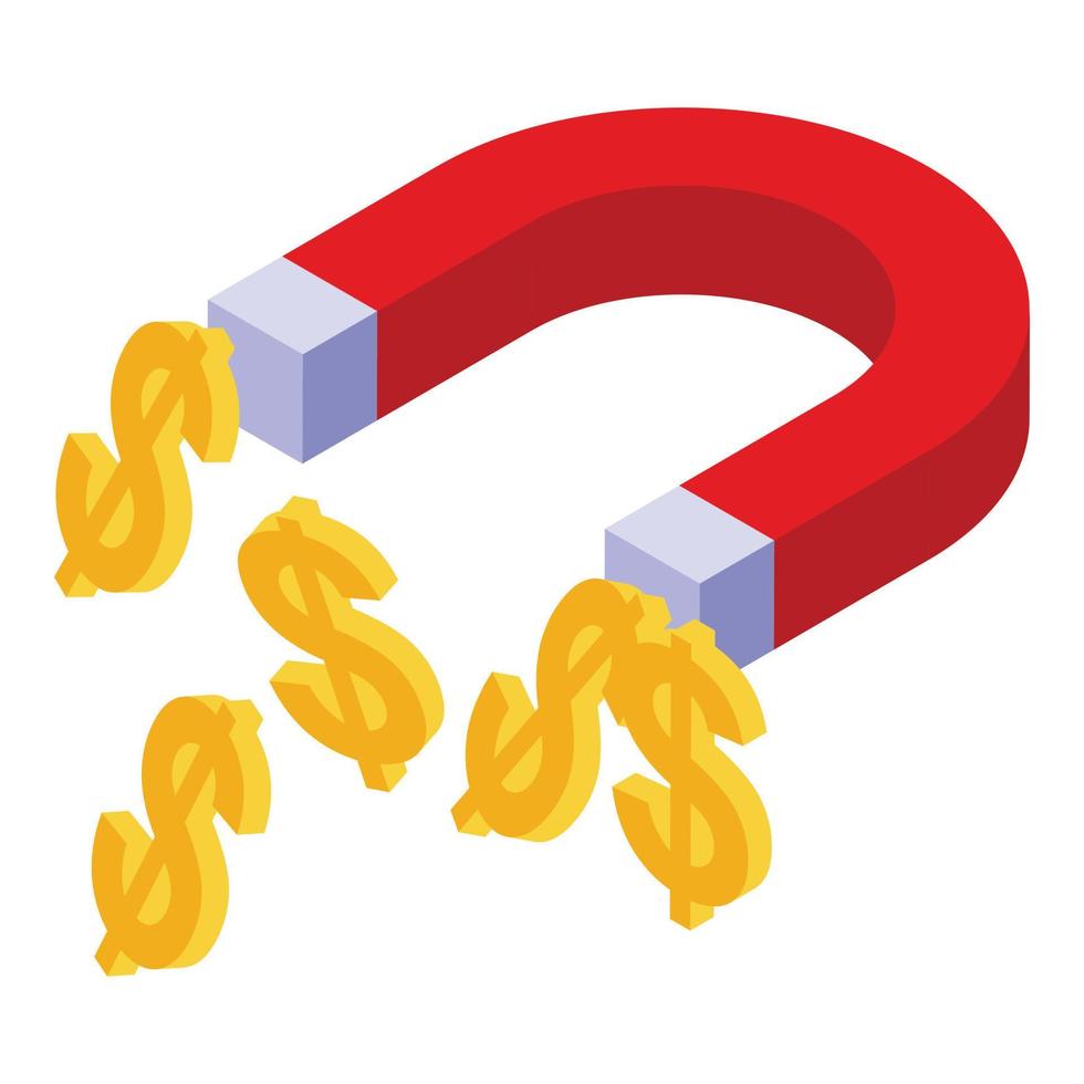 Monetization magnet icon, isometric style vector