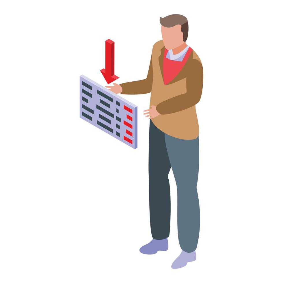 Shareholder decrease icon, isometric style vector