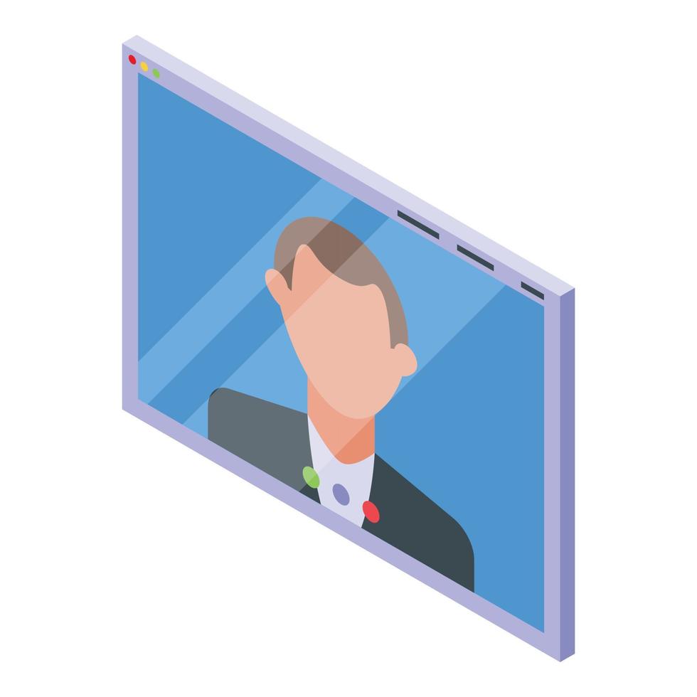 Screen meeting icon, isometric style vector