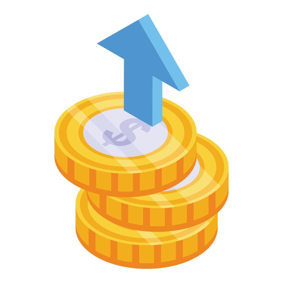 Monetization dollar coins icon, isometric style vector
